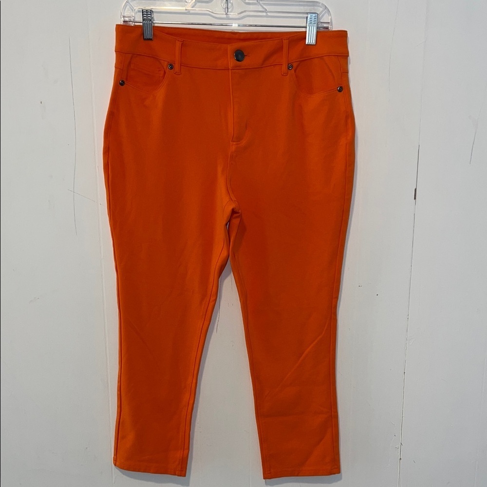 Cato Vibrant Orange Mid-Rise Pants Size 10 Active Crop 0317263